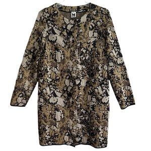 Vintage M Missoni Metallic Black Gold White Coat Jacket 42 EPC